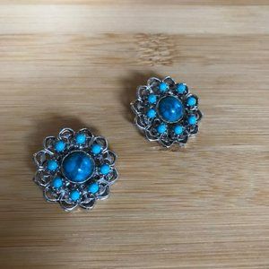 vintage clip on earrings Turquoise